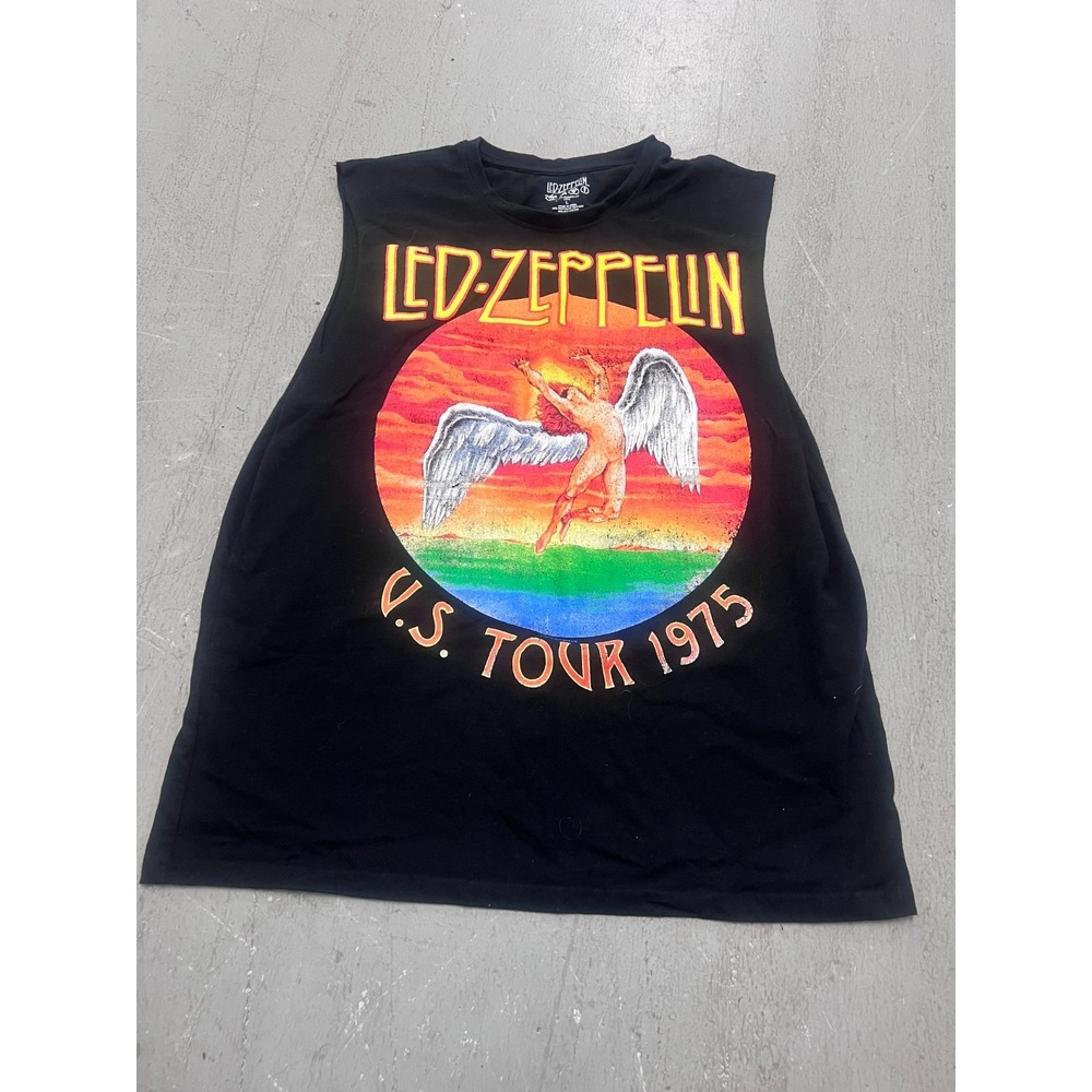 Retro Led Zeppelin U.S. Tour 1975 Tank Top Women Large Black Graphic Sleeveless‎